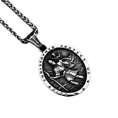 China Saint Christopher Medals Pendants Necklaces from Christian Jewelry Stainless Steel St Vintage Customized for sale