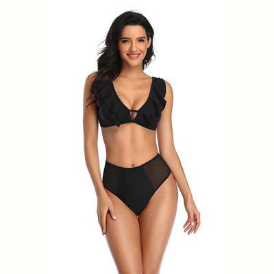 China New Swimsuit 2021 Breathable Sexy Double Side Fly Net Sheer Color Bikini for sale