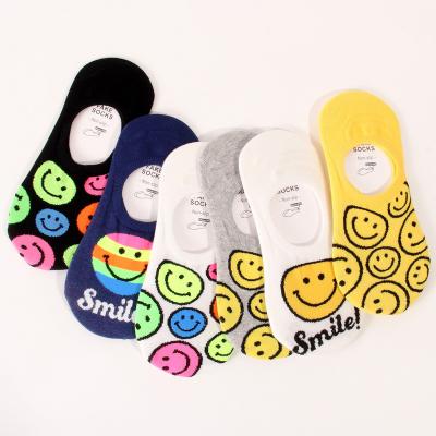 China Wholesale new fashion design smile face pattern QUICK DRY cute knit soft cotton women socks no show ankle socks for sale