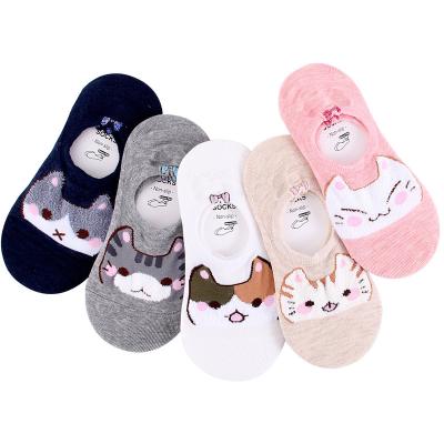 China Wholesale Custom Breathable Cartoon Cat Women's Calcetines Cute Animal Ankle Socks QUICK DRY Cotton for sale