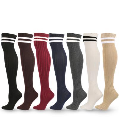 China New QUICK DRY Women's Fashion Jacquard Stockings Cotton Stripe Thigh High Over The Knee High Socks Girls Women Socks for sale