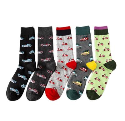 China New antibacterial colorful socks in the trend men's personality pattern motorcycle cotton high waist large socks wholesale for sale