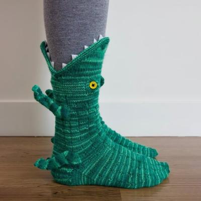 China Wholesale Christmas Gift Antibacterial Shark Fish Chameleon Crocodile Knit Socks Novelty Cute Unisex Winter Floor Warm Sock For Kids for sale