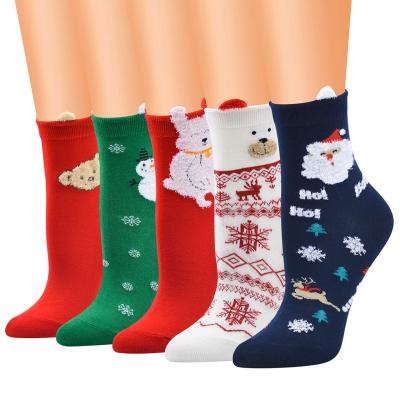 China High Quality QUICK DRY Custom Christmas Stocking Cotton Funny Soft Cute Cartoon Animal Pattern Christmas Socks For Women for sale