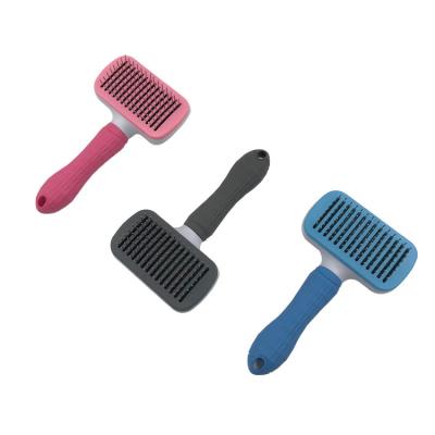 China High Quality Stocked Cat Grooming Removes Undercoat Tangled Hair Pet Hair Comb Easy-to-use Self Cleaning Slicker Brush Pet Hair Comb for sale