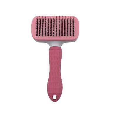 China Best Seller Stocked Professional Self Cleaning Needle Massager Brush Pet Steel Comb for Dogs and Cats for sale