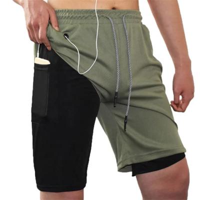 China Custom 2 In 1 Gym Sport Shorts Pants Running Double Layer Mesh Limitless Shorts For Men for sale