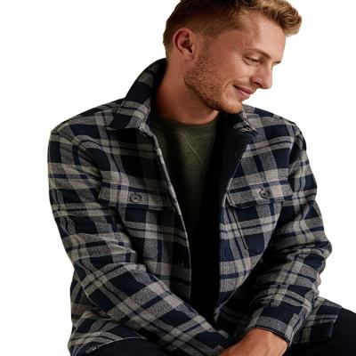 China OEM Breathable Breathable Wholesale Turn Down Collar Long Sleeve Shirt 100% Cotton Casual Wear Checked Men Overshirt for sale