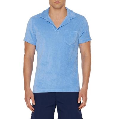 China Wholesale Price Customizable Wholesale Customizable Anti-Wrinkle Resort OEM Blue Men's Riviera Terry Cloth Polo Shirt for sale