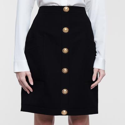 China OEM Viable Custom Women's Vintage Snap Button Closure A Line High Waist Woolen Mini Skirt For Office Lady for sale