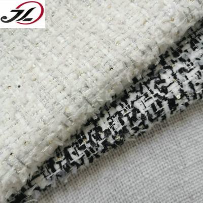 China ew fashion breathable yarn dyed fancy tweed fabric with nonwoven and sequin yarn for coat for sale