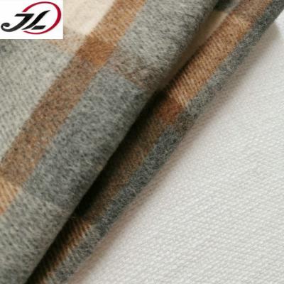 China Hot Selling Viable Reuse Poly Plaid Wool Brushed Wool Fabric For Jacket for sale