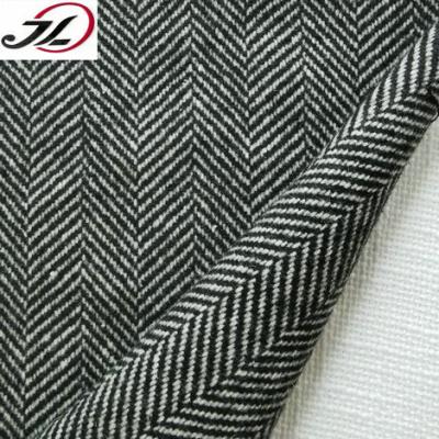 China China Sustainable Factory Poly Tweed Wool Herringbone Fabric For Women Garment for sale