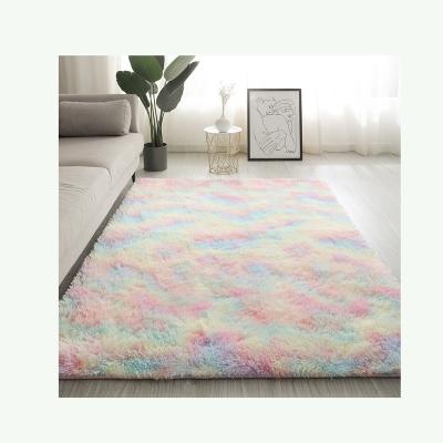 China Hot Selling Style Nordic Blanket Shaggy Rugs Living Room Modern Popular Washable Fluffy Tie Dye Blankets for sale