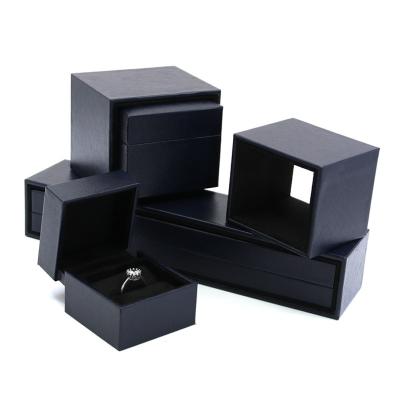 China Modern Customized Black High End Jewelry Ring Necklace Box In Box Packaging Drawer Luxury Leather Jewelry Box for sale