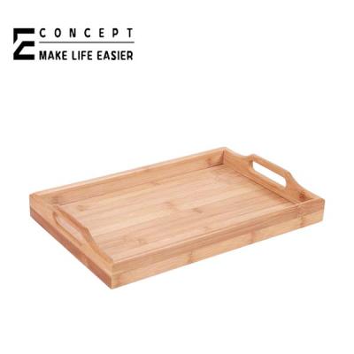 China Wholesale Cheap Large Eco-Friendly Wooden Customized Modern Tray With Handle Natural Woven Bamboo Serving Trays Custom for sale