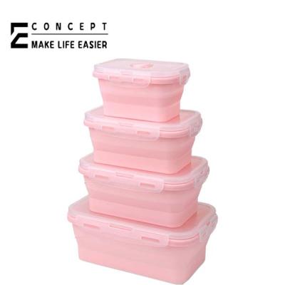 China Lunch Box Set Silicone Food Storage Container Strong Reusable Eco-Friendly Collapsible Bento Box Storage Boxes & for sale