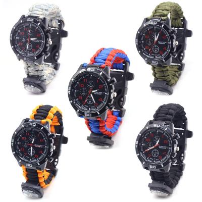 China Custom Multifunctional Survival Kitoutdoor Survival Watch 550 Paracord Watch with Survival Outdoor Watch Strap for sale