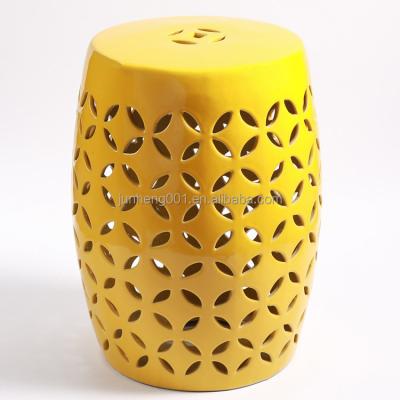 China Traditional Promotion Hot Sale Pattern Garden Porcelain Stool Hollow Out Design Ceramic Drum Stool for sale