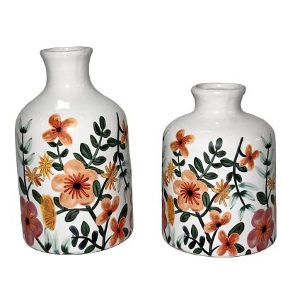 China 2021 Minimalist China Art Home Decor Creative Flower Label Vase Ceramic Tabletop Vase for sale