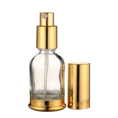 China Cosmetic 30ml refillable glass spray bottle essential oil bottle with base for sale