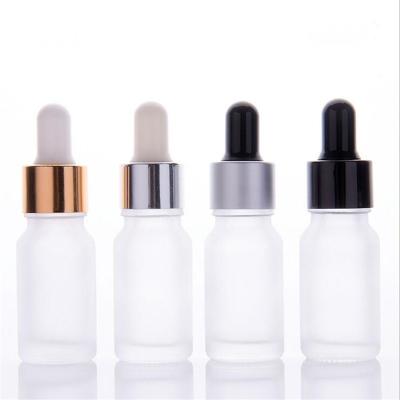 China Skin care serum; Essential oil Custom 10ml frosted white skin care glass dropper bottle with aluminum cap for sale