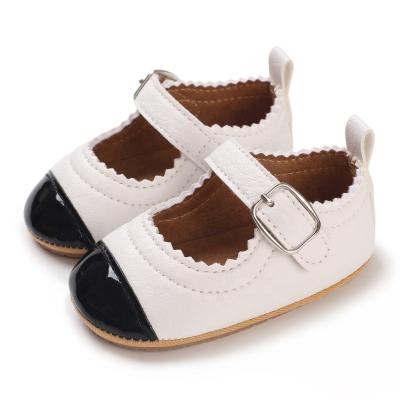 China Unique EVERTOP Toddler Girl Stylish Shoes Baby Gir Princess Shoes Cow Flat Muscle Solid Colors Pretty for sale