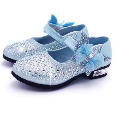 China EVERTOP Stylish Anti-slippery Diamond Designs With Flower Decorated Girls Princess Shoes PU Leather Kids Stylish Shoes for sale