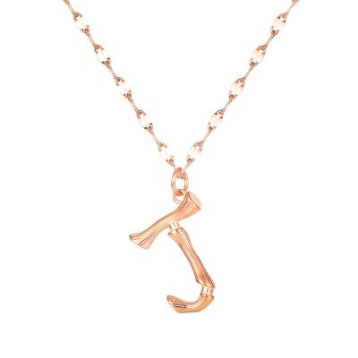 China Stainless Steel Casual Women's Rose Gold Letter J Pendant Necklace Jewelry for sale