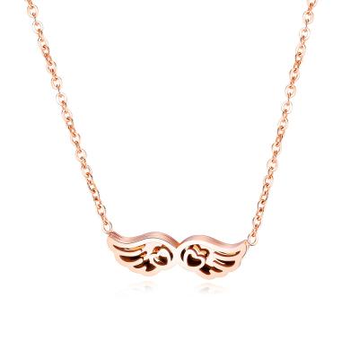 China Trendy Popular Exquisite 18k Gold Plated Accessories Jewelry Angle Wings Necklace for sale