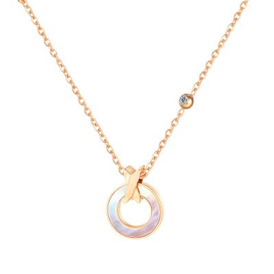 China Trendy Hot Selling Trendy Jewelry Mom Necklace Enamel Non Tarnish Rose Gold Circle String Bead for sale