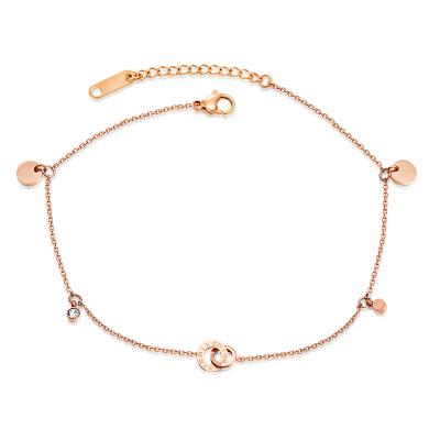 China Classic Fashion Roman Numerals Annular Snap Joints Diamond For Women Trendy Bohemian Beach Anklets for sale