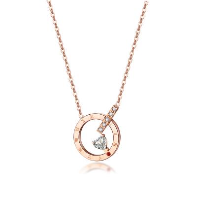 China FASHIONABLE TUSWANS shape TRENDY gold plated pendant with circle Diamond Ring Jewelry Gold Stainless Steel clock necklace natural diamond for sale