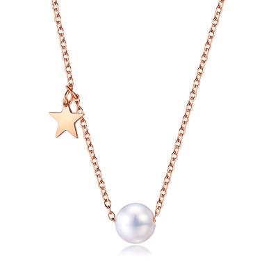 China FASHIONABLE Trendy Start Charms Pearl Cage Stainless Steel Pendant Gold Plated Lucky Circle Best Friends Necklace Pendant for sale