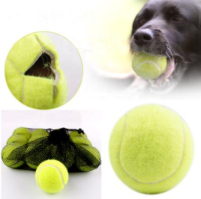 China Effort Release Toy Customer Logo Fiber Felt +Rubber Core Pressureless Material Tennis Balls With Reuseable Mesh Bag for sale