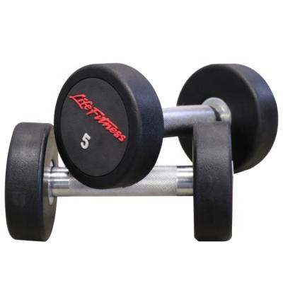 China Commercial Dumbell Rubber Covered Dumbbell Weights Sports Accessories Fitness Gym Equipment PU Round Black Dumbbell for sale