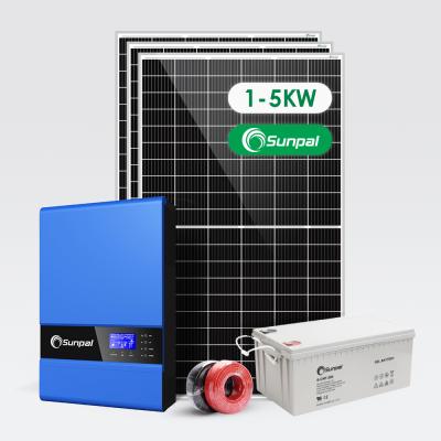 China Sunpal Home Home Off Grid Solar Power System 1Kw 2Kw 3Kw 4Kw 5Kw 1 2 3 4 5 KVA PV Panel Solar System for sale