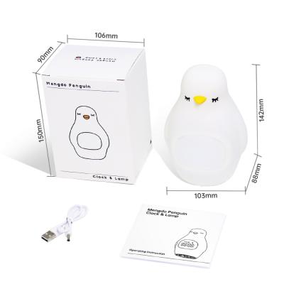 China LED Children Animal Night Light Soft Cartoon Baby Nursery Lamp Penguin Alarm Clock Night Light for sale