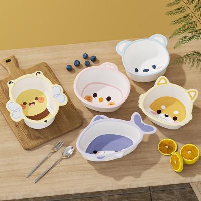 China Custom Logo Miamine Kids Dinnerware Set with Compartmentalized Plate Bowl and Cutlery for sale