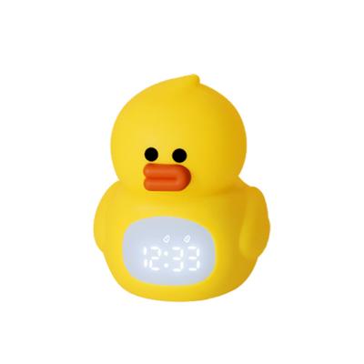 China Cartoon Duck Silicone LED Night Light for Kids Baby Sleep Train Trainer Alarm Clock for sale