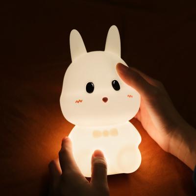 China RGB Color Changing Bunny Shape Silicone LED Night Light for Kids Baby Room Party Gift for sale