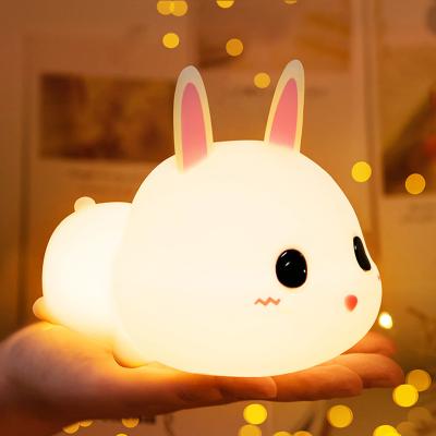 China Silikon Liebenswerte 7 Farben LED Kinder Tier Nachtlicht Cartoon Baby Kinderzimmerlampe Hasen Kaninchen zu verkaufen