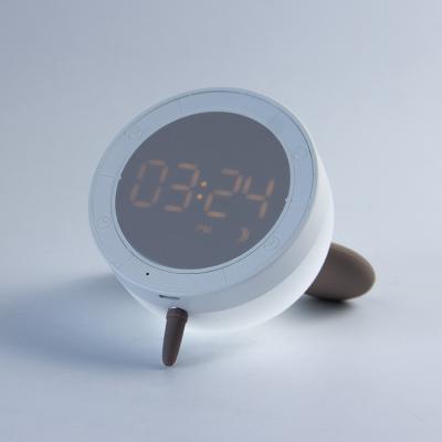 China RECHARGEABLE Fortune Desk Dim Eye-protection Mouse Stand Desk Digital Alarm Clock Night Light Lamp for sale