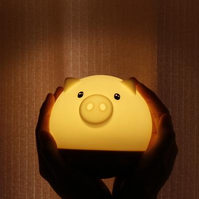 China Creative Pig Shape Silicone Sensor Night Light for Children Kids Gift Toy Novelty Lamp for sale