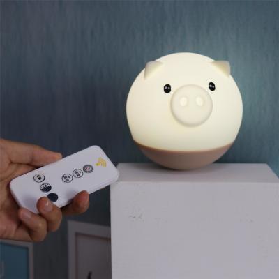 China Desktop Mini Pig Silicone Light Toys LED Night Light for Kids Baby Room Night Lamp for sale