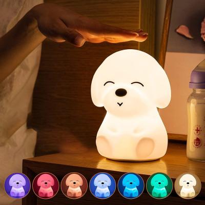 China Geen gratis monster zachte hond veelkleurige siliconen baby kinderkamerlamp led nachtlicht Te koop