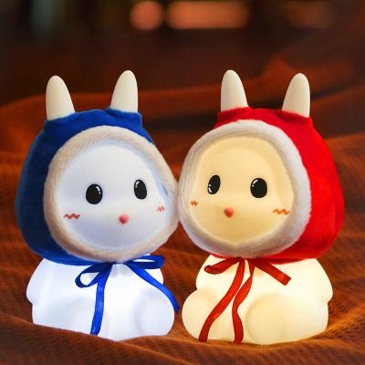 Cina Cuccioli di silicone cucciolo di cervo coniglio fai da te creativi animali bambini luce notturna a LED con pulsante batteria porta cellulare in vendita