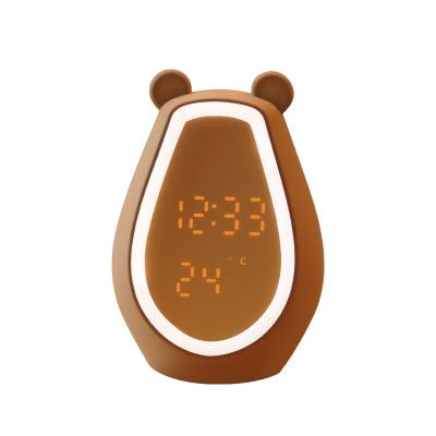 Chine ABS dessin animé MengDa Ours Animal LED lumière musique lumière étudiant petit réveil Horloge Nuit lumière à vendre