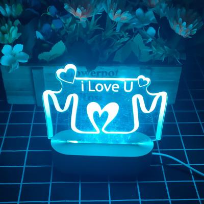 China 80 Ra Color Rendering Index Wooden Base LED 3D Night Light 120 lm Lamp Luminous Flux for sale