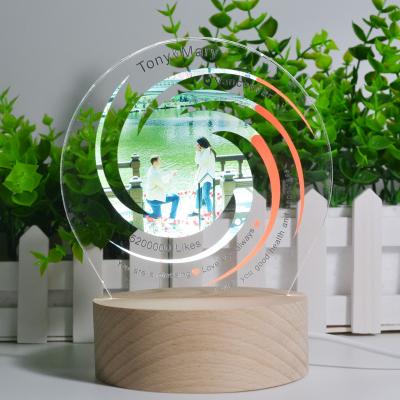 China 16 Colors Acrylic Led 3D Lamp Base Touch Led Night Light Base with Rechargeable Battery for sale